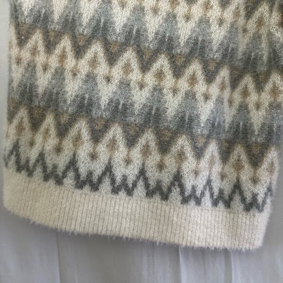 Calvin Klein Women's Eyelash Knit Fair Isle Sweater In Porcelain Size Medium - Picture 8 of 9